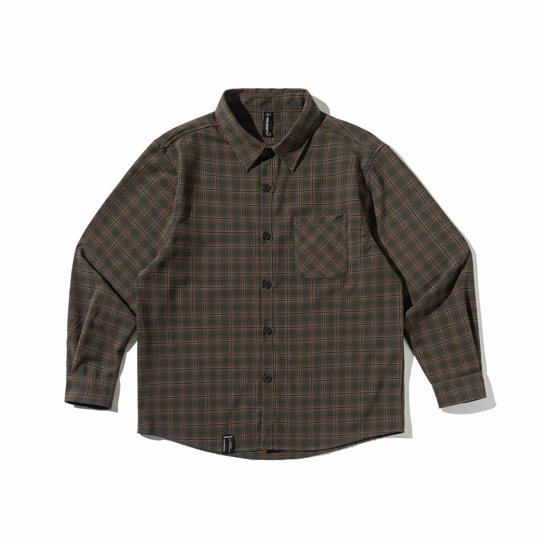Męska checkered kurtka koszulowa z heavy twill z klatka piersiowa patka kieszenią i rounded dół