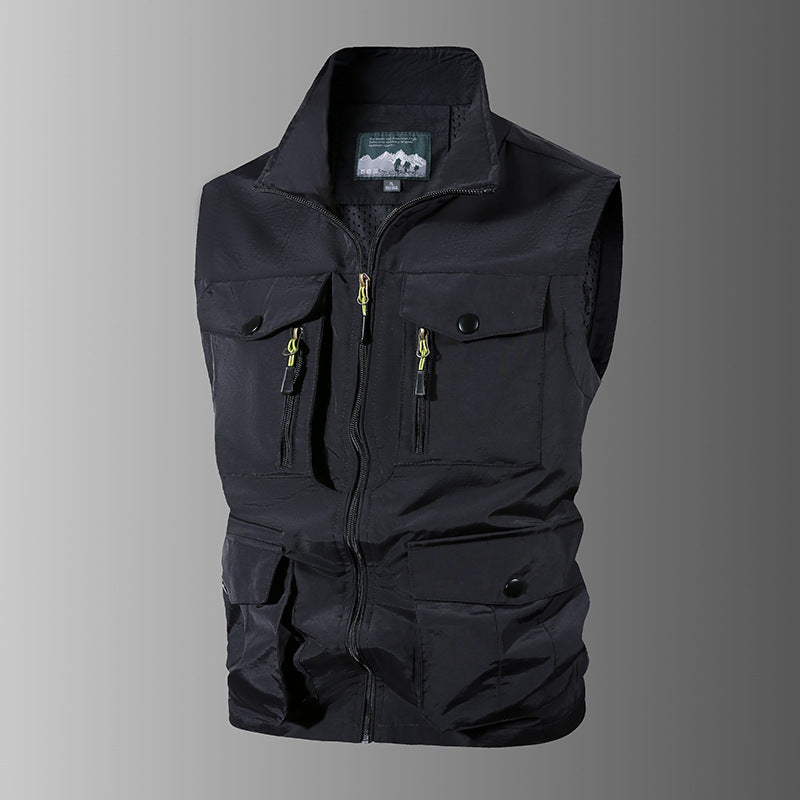 Męska multifunctional outdoorowy kamizelka z multiple kieszeniami i stójką