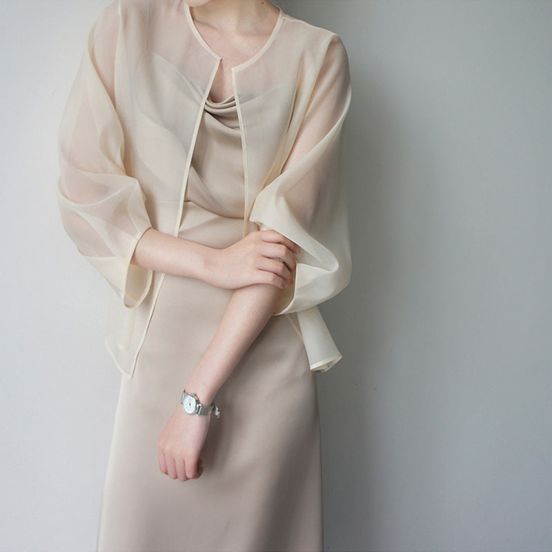 Damska elegancka Chiffon kurtka z Flared rękawami Lumaza