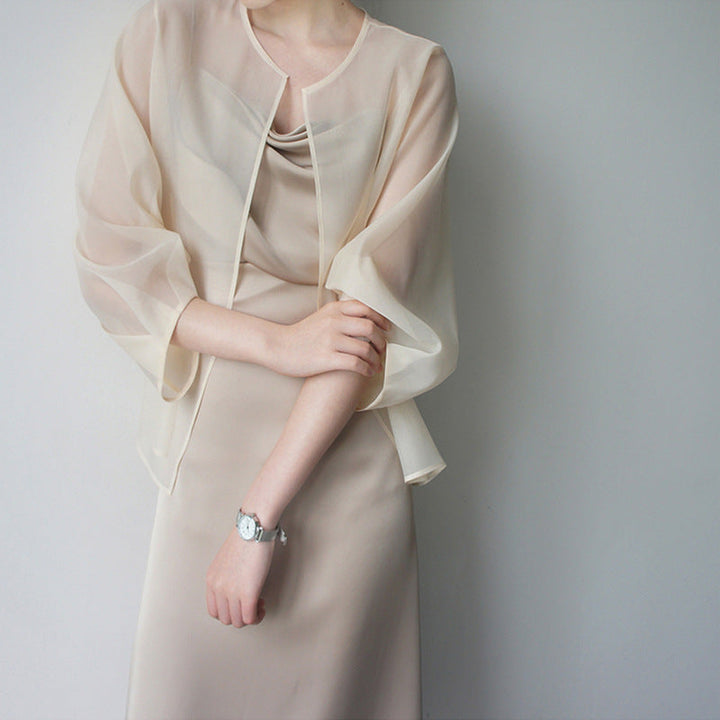 Damska elegancka Chiffon kurtka z Flared rękawami Lumaza