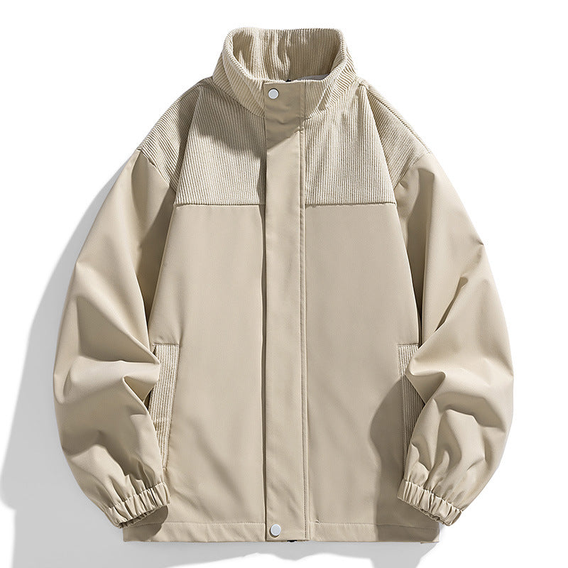 Damska oversize Transitional kurtka z Cord Trim i stójka kołnierzem Lumaza