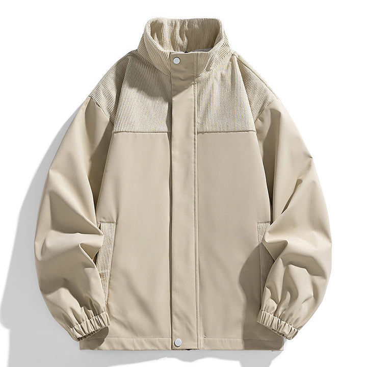 Damska oversize Transitional kurtka z Cord Trim i stójka kołnierzem Lumaza