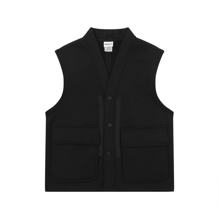 Unisex Utility Kamizelka z V-Neck, large kieszenie z klapkami i Listwa guzikowa