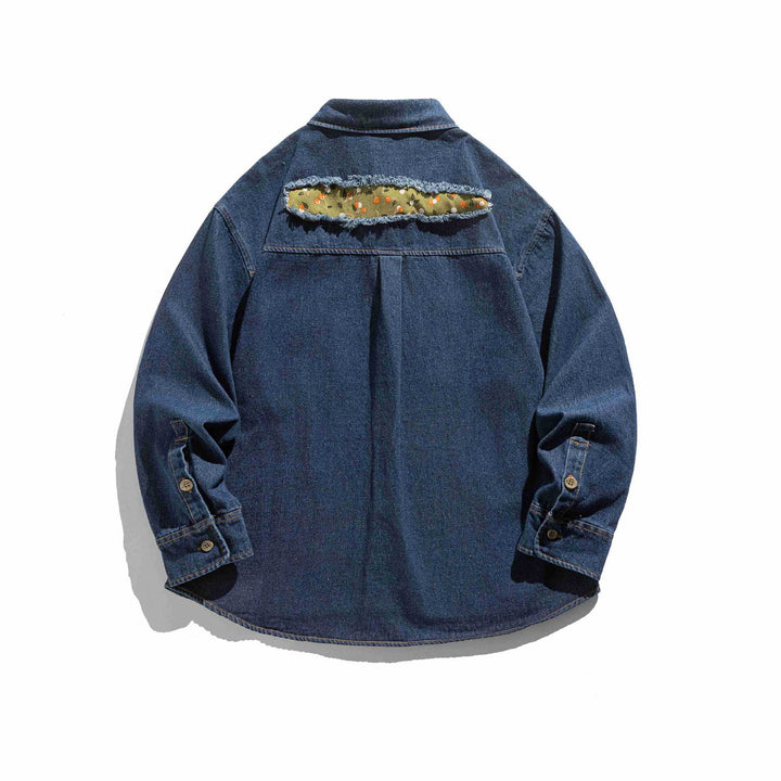 Męska oversize denim kurtka koszulowa z Used Effects i Moro Patches