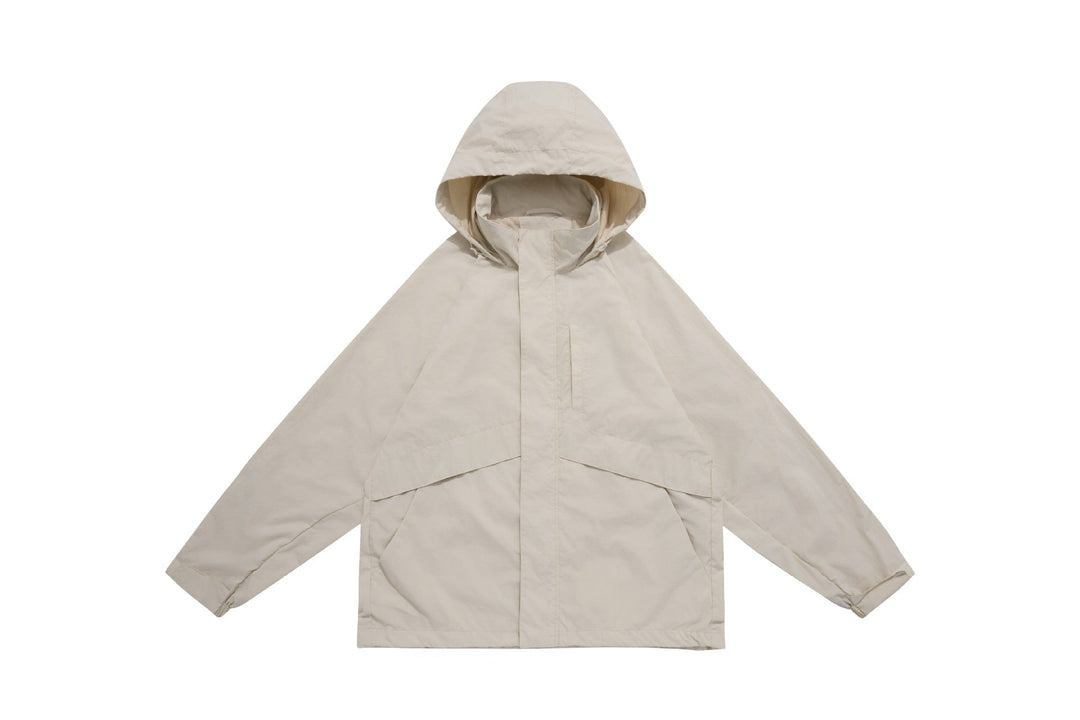 Unisex Szeroki wodoodporna z kapturem parka z ukryty zamek flap i kieszenie z klapkami