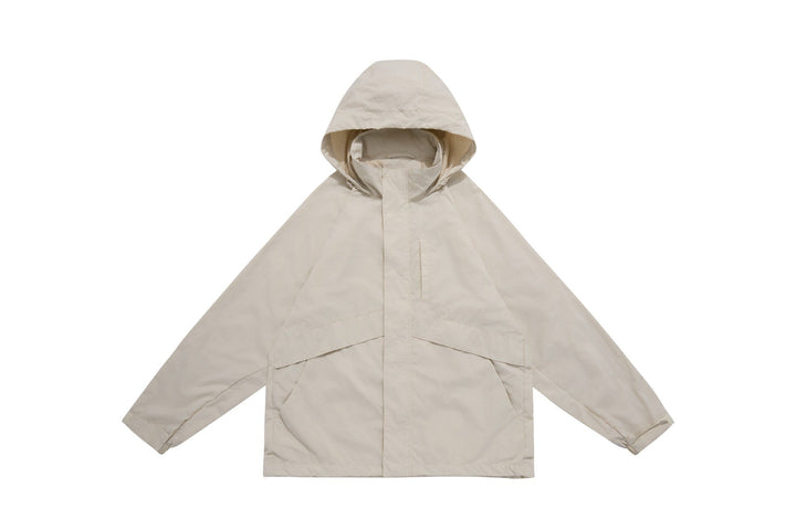Unisex Szeroki wodoodporna z kapturem parka z ukryty zamek flap i kieszenie z klapkami