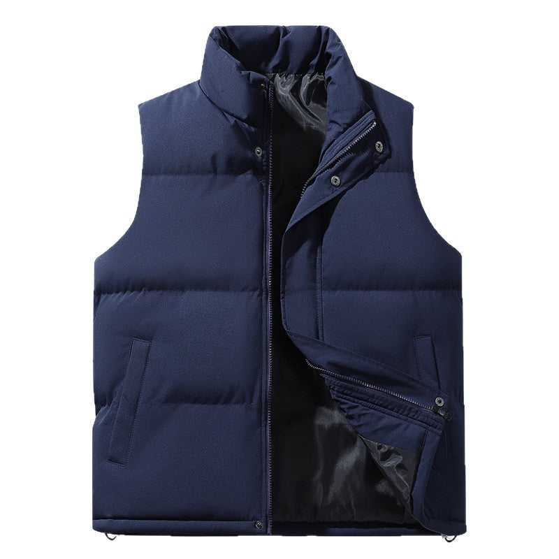 Męski Pikowany Termiczny Puffer Kamizelka z High Stójka i Drawstring Dół