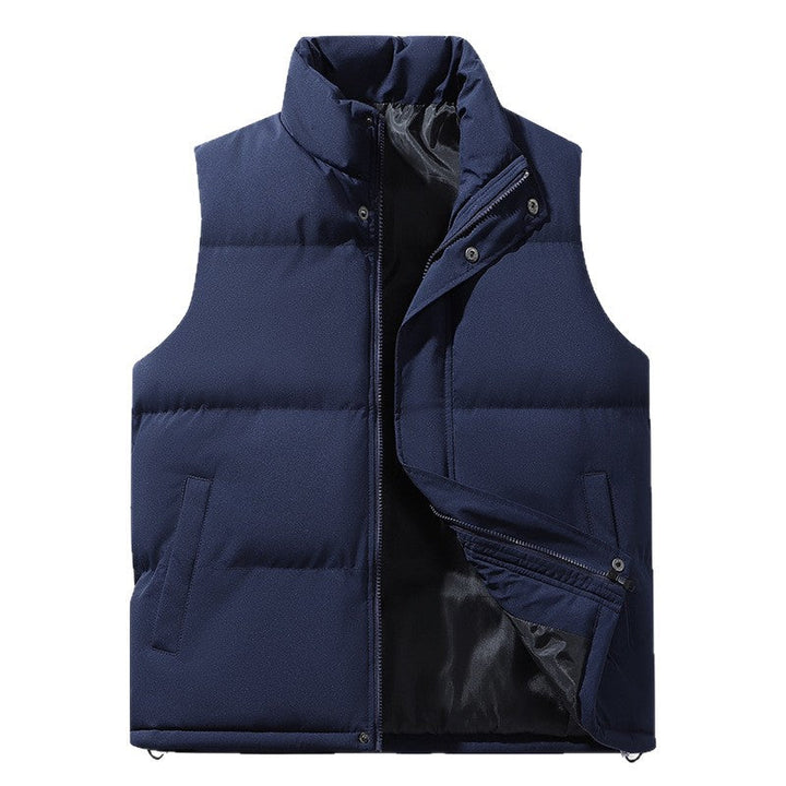 Męski Pikowany Termiczny Puffer Kamizelka z High Stójka i Drawstring Dół