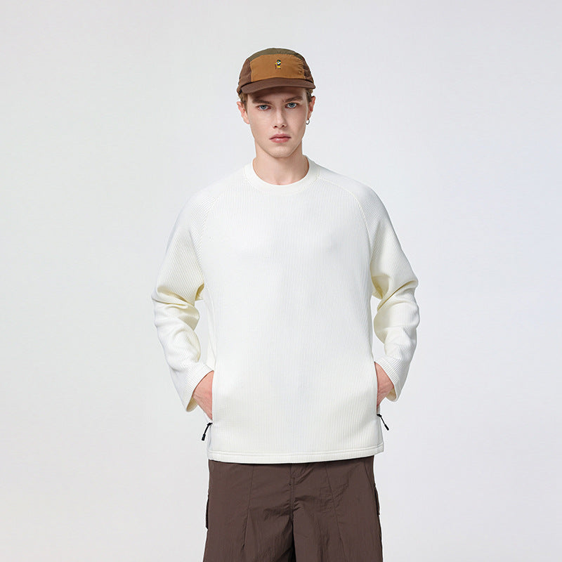 Męska waffle structure termiczny bluza z raglanowy Rękawy i zippered Kieszenie