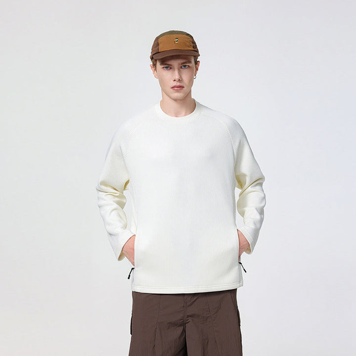 Męska waffle structure termiczny bluza z raglanowy Rękawy i zippered Kieszenie