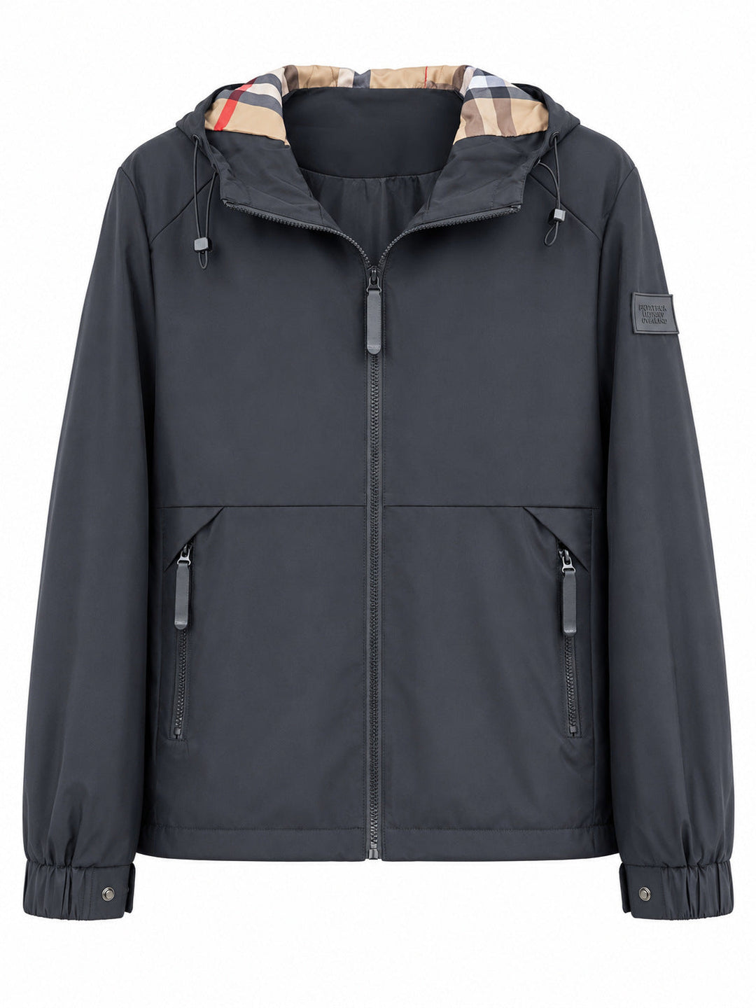 Męska lekka wiatroszczelna softshell kapturemed kurtka z w kratę lwed kapturem