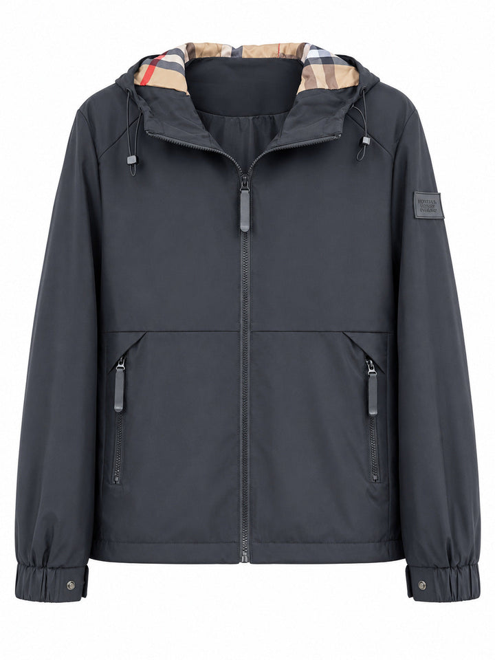 Męska lekka wiatroszczelna softshell kapturemed kurtka z w kratę lwed kapturem