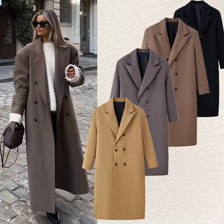 Męska Double-Breasted długa płaszcz z Narrow Lapels i Straight krój