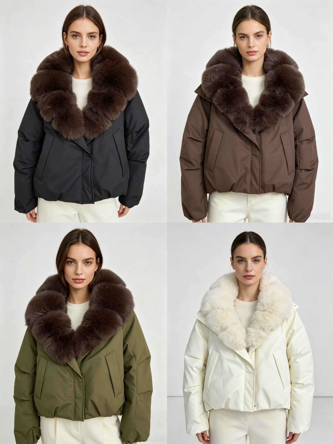 Damska krótka parka z extra voluminous fur kołnierzem i windproof termiczna lining Lumaza