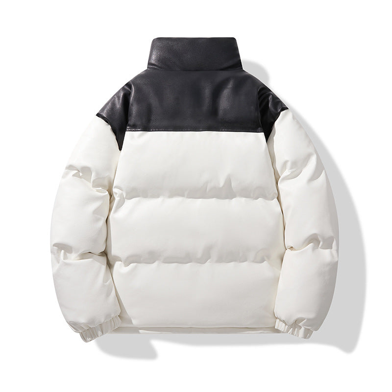Kurtka pikowana unisex z imitacji skóry lekka puchowa