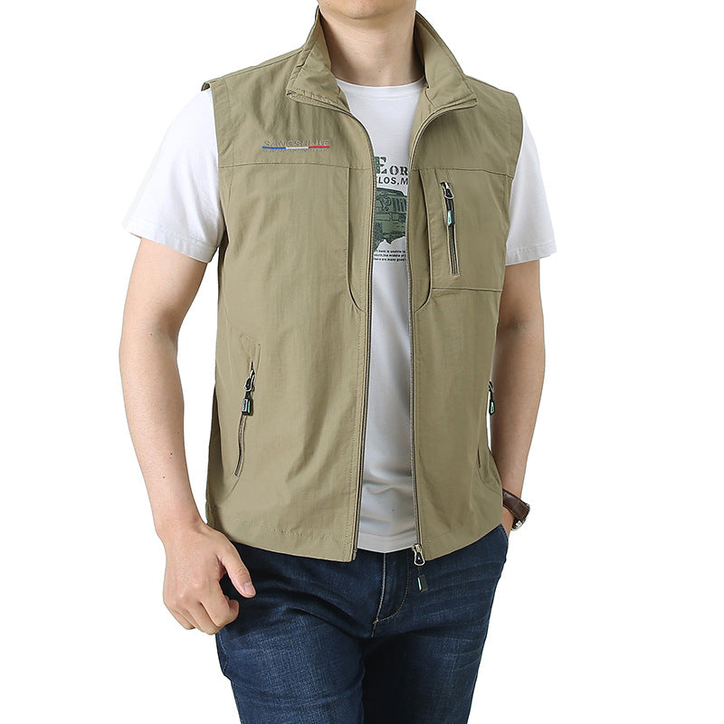Męski Softshell Kamizelka użytkowa z Kołnierz ze stójką i Multi-Pockets