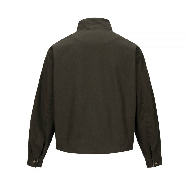 Męska krótka krój boxy canvas kurtka z studded detail i stójką
