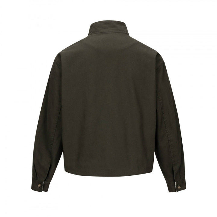Męska krótka krój boxy canvas kurtka z studded detail i stójką