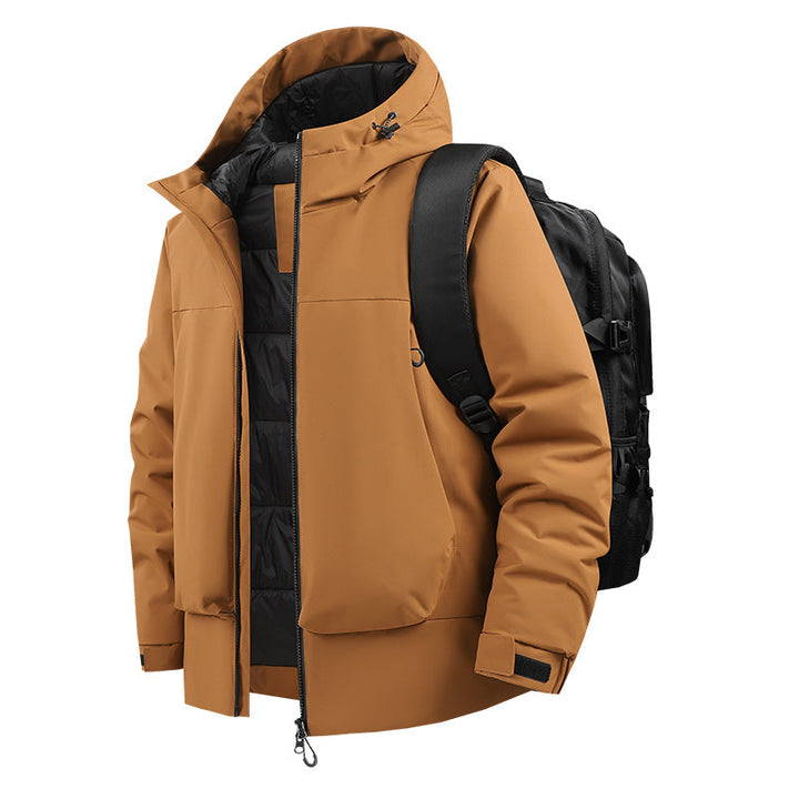 Męska miejski termiczny parka z 2-warstwa wsert i backpack-friendly krój
