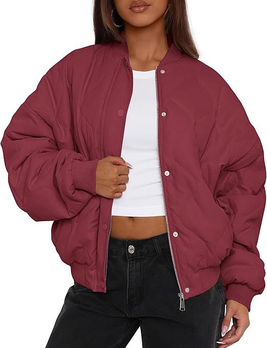 Damska oversize pikowana bomber kurtka z ocieplana insulation i raglan rękawami Lumaza