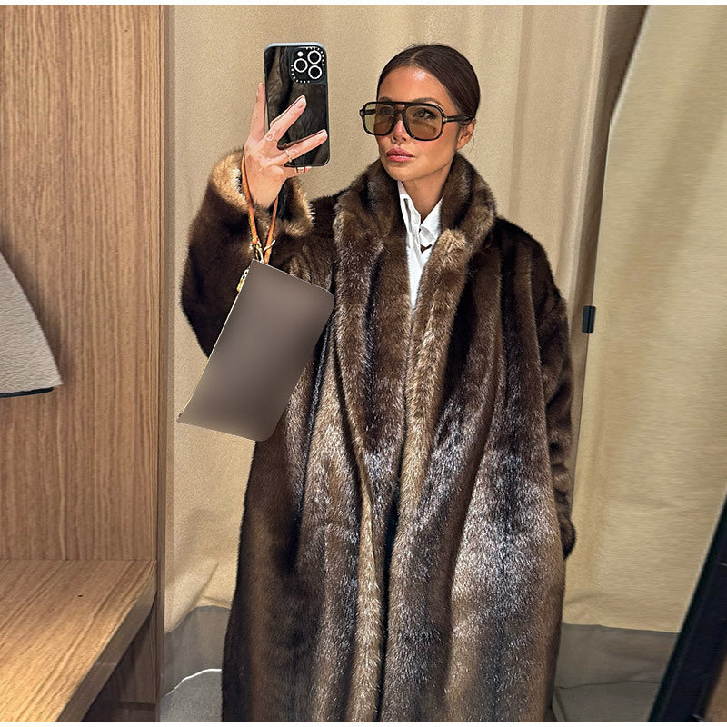 Damska Luxurious imitacja Fur płaszcz z elegancki krój
