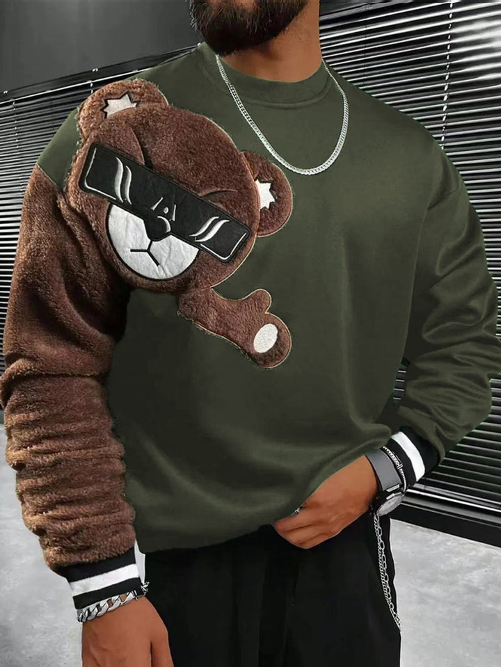 Męska Bluza z Pluszowy Bear Appliqué