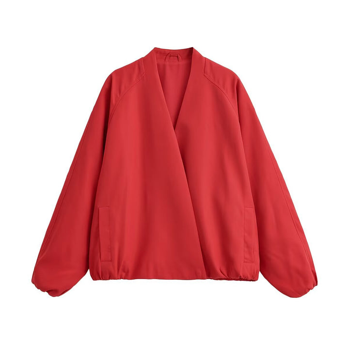 Damska oversize kimono Transitional kurtka z Raglan rękawami i Elastic dołem Lumaza