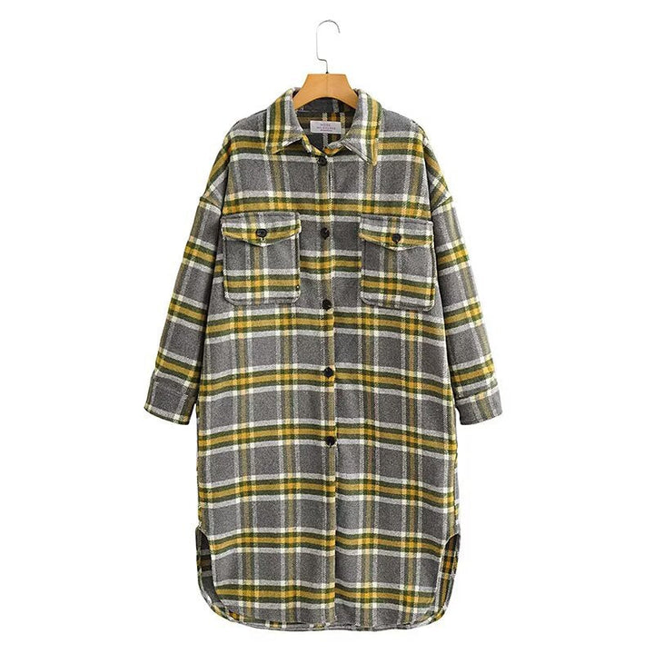 Damska Oversize Kratka Kurtka koszulowa w Longline Krój z Patch Kieszenie na piersi