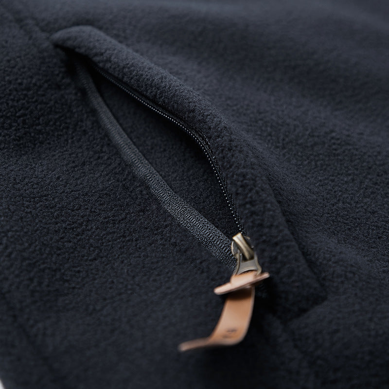 Męski termiczny kurtka polarowa z double-layered sherpa wewnętrzny podszewka i standing kołnierz