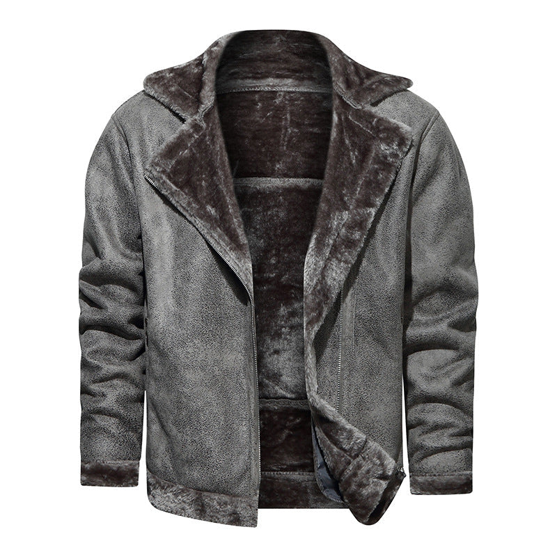 Męska lambskw imitacja biker kurtka z asymmetrical zamkiem i teddy lwwg