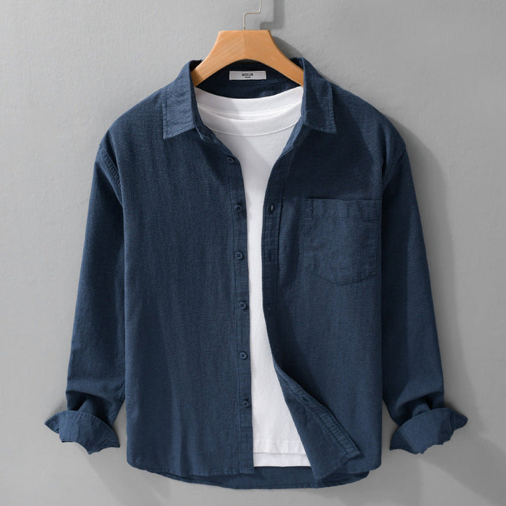 Męski Soft-Touch Mieszanka bawełny Koszula wierzchnia w Layering Stylizacja z Kieszeń na piersi
