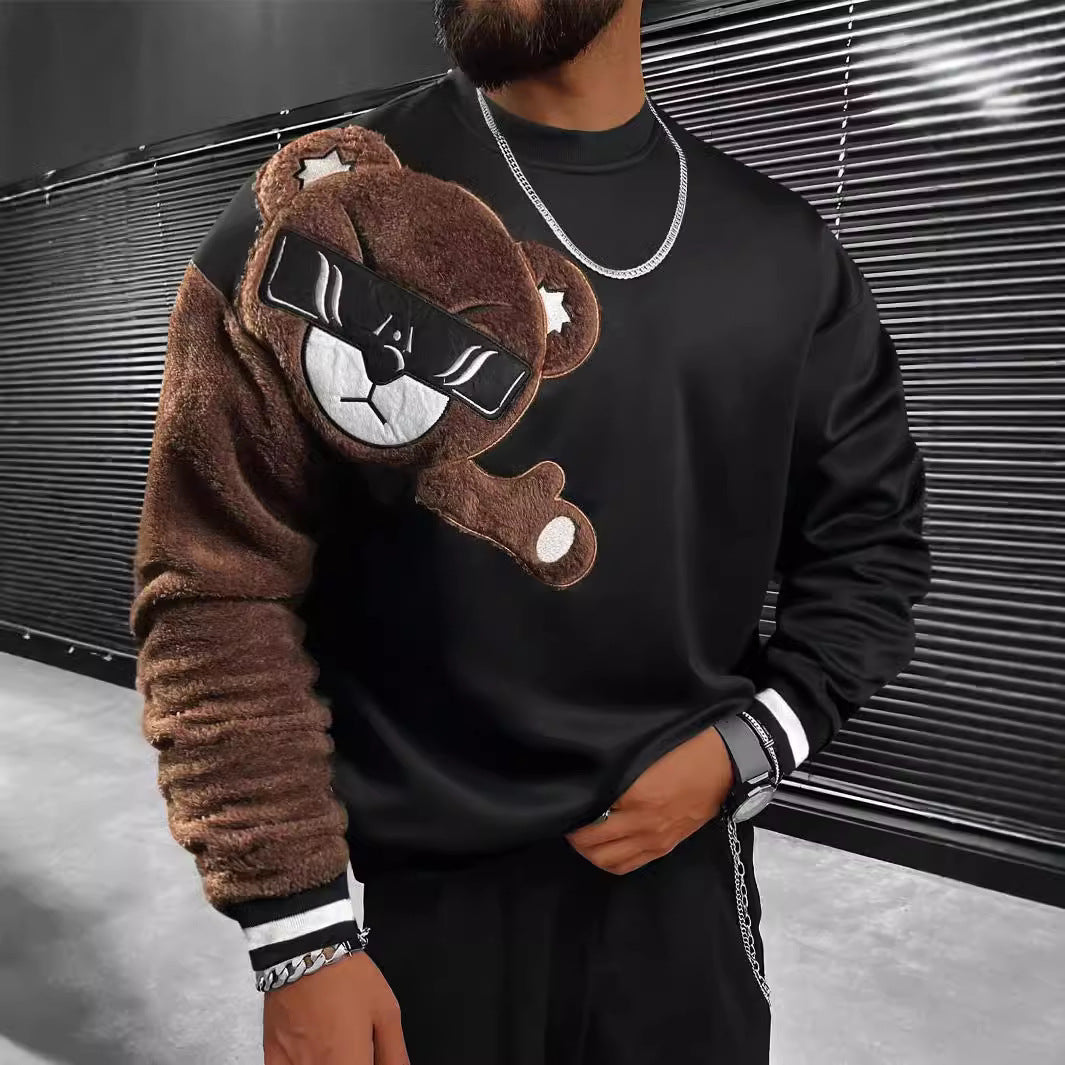 Męska Bluza z Pluszowy Bear Appliqué