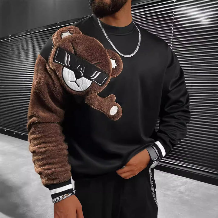 Męska Bluza z Pluszowy Bear Appliqué