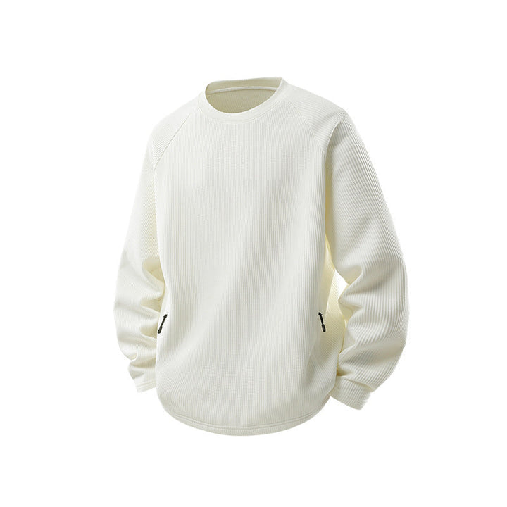 Męska waffle structure termiczny bluza z raglanowy Rękawy i zippered Kieszenie