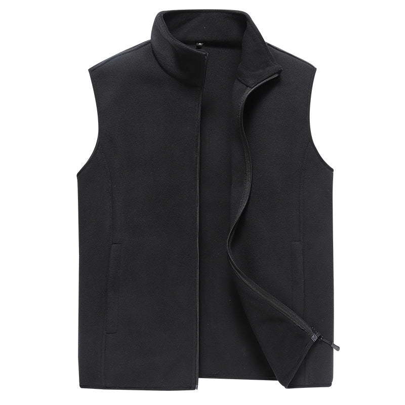 Męski Bez rękawów Microfleece Kamizelka z Kołnierz ze stójką i Ukryty Two-Way Zamek