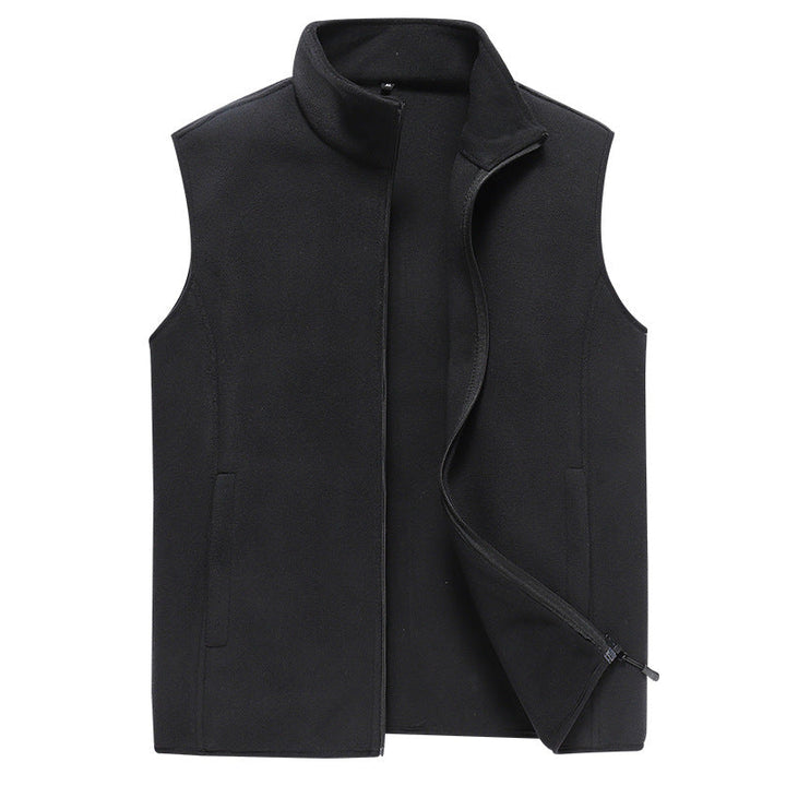 Męski Bez rękawów Microfleece Kamizelka z Kołnierz ze stójką i Ukryty Two-Way Zamek