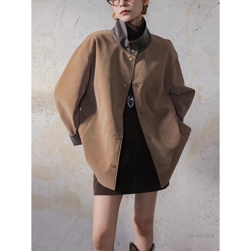 Damska Leather kurtka z nowoczesna Cut Lumaza