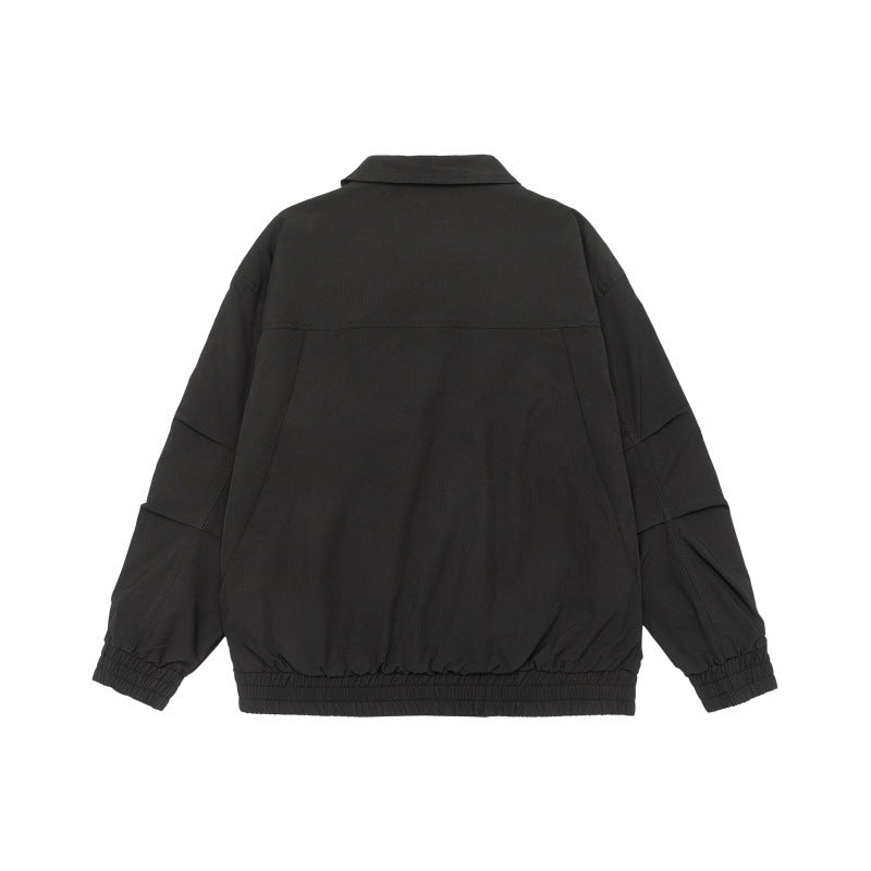 Unisex Oversize Bluzon Kurtka z Kołnierz koszulowy i Elastyczny Waistband