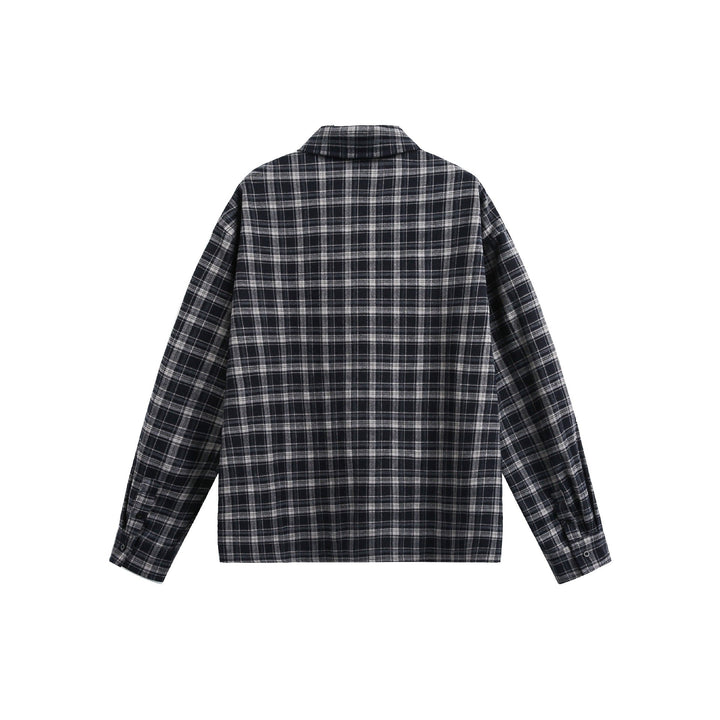 Męska Checkered Flannel kurtka koszulowa z Sewn-On kieszeniami na piersi