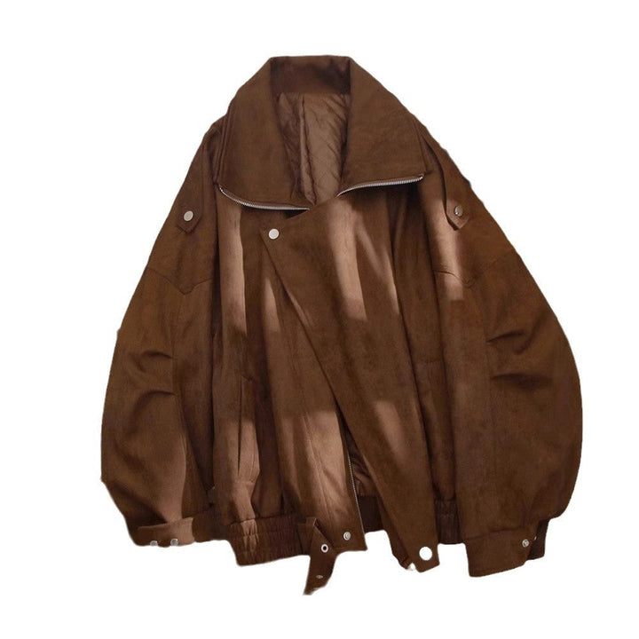 Damska Fashionable Suede kurtka z Asymmetrical Cut Lumaza