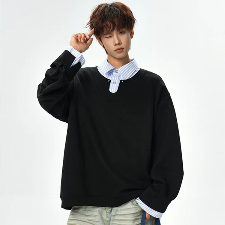 Męska Oversize Bluza z V-Notch Kołnierz i Drop Shoulder
