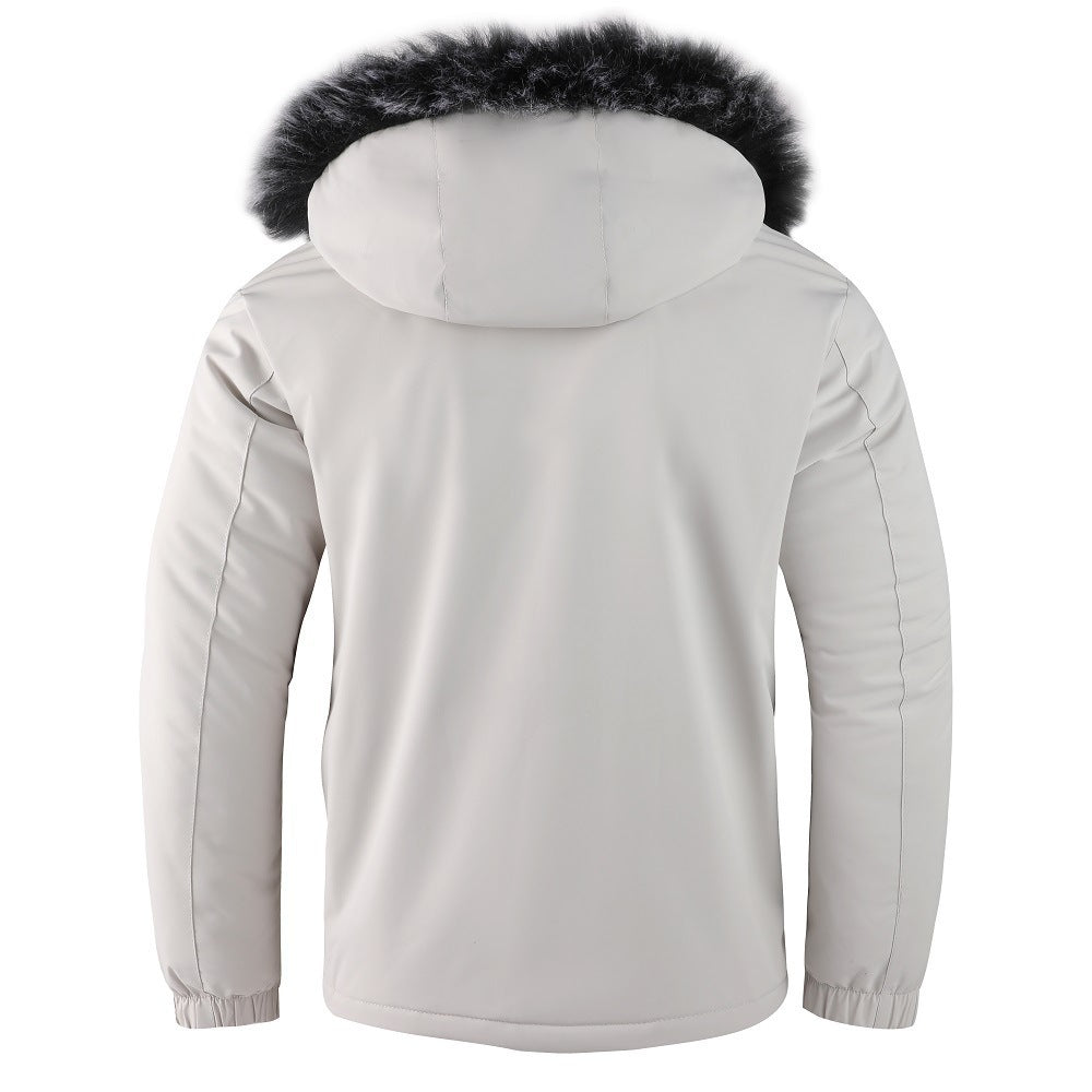 Męska miejski termiczny parka z removable imitacja fur kapturem, pikowana wner lwwg i multifunctional przód kieszeniami