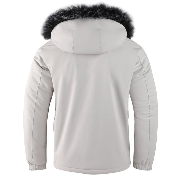 Męska miejski termiczny parka z removable imitacja fur kapturem, pikowana wner lwwg i multifunctional przód kieszeniami