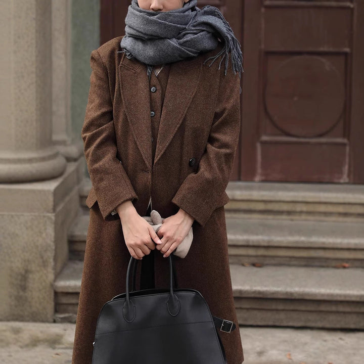 Damska elegancka i nowoczesna Wool trencz Drune