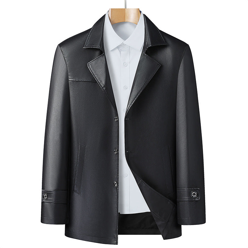 Męski Elegancki Imitacja skóry Krótki Płaszcz w Blazer Styl z Notched Lapel