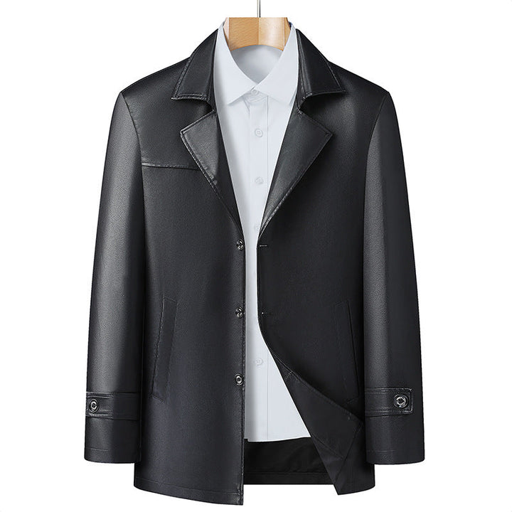 Męski Elegancki Imitacja skóry Krótki Płaszcz w Blazer Styl z Notched Lapel