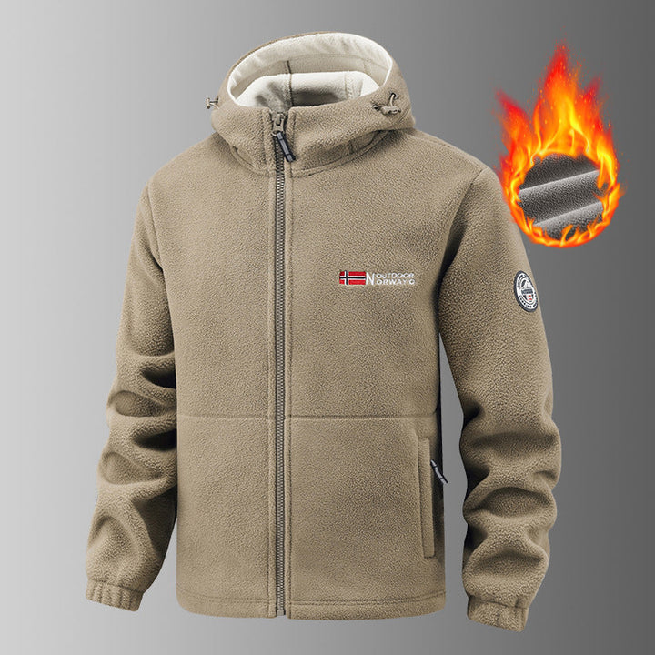 Męska warming polar kurtka z kapturem z ciepł podszewka, zippered Kieszenie i elastyczne mankiety