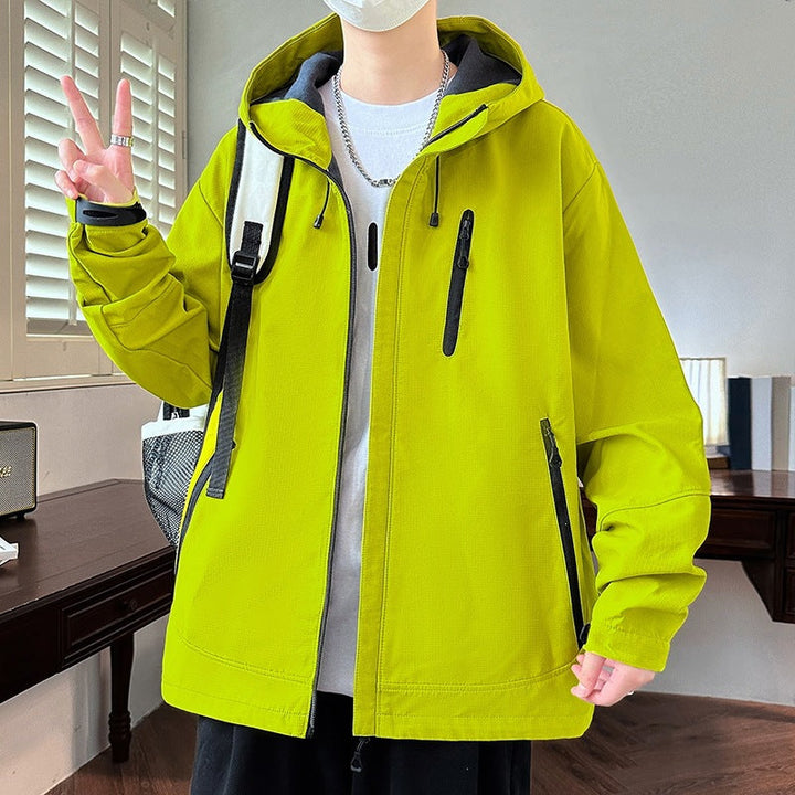 Męska Boxy Z kapturem Kurtka softshell z Ukryty Zamek, Multifunctional Kieszenie na zamek &amp; Oversize Krój