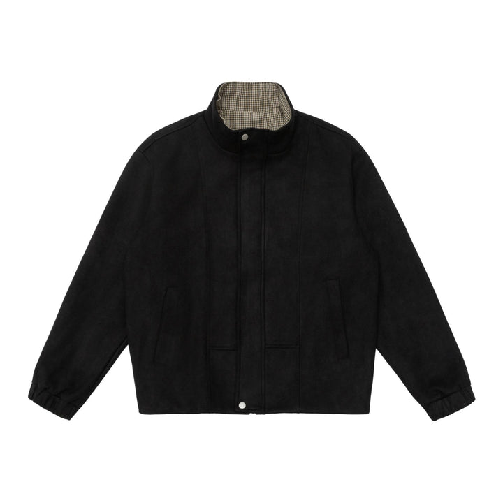 Męska krótka kurtka w boxy krój z wysoki stójką i hidden zamkiem listwa