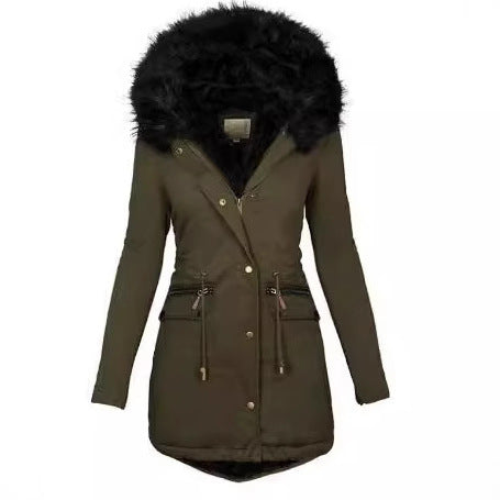 Damska dopasowana-krój termiczna Parka z voluminous faux fur hood i ściągaczem Lumaza